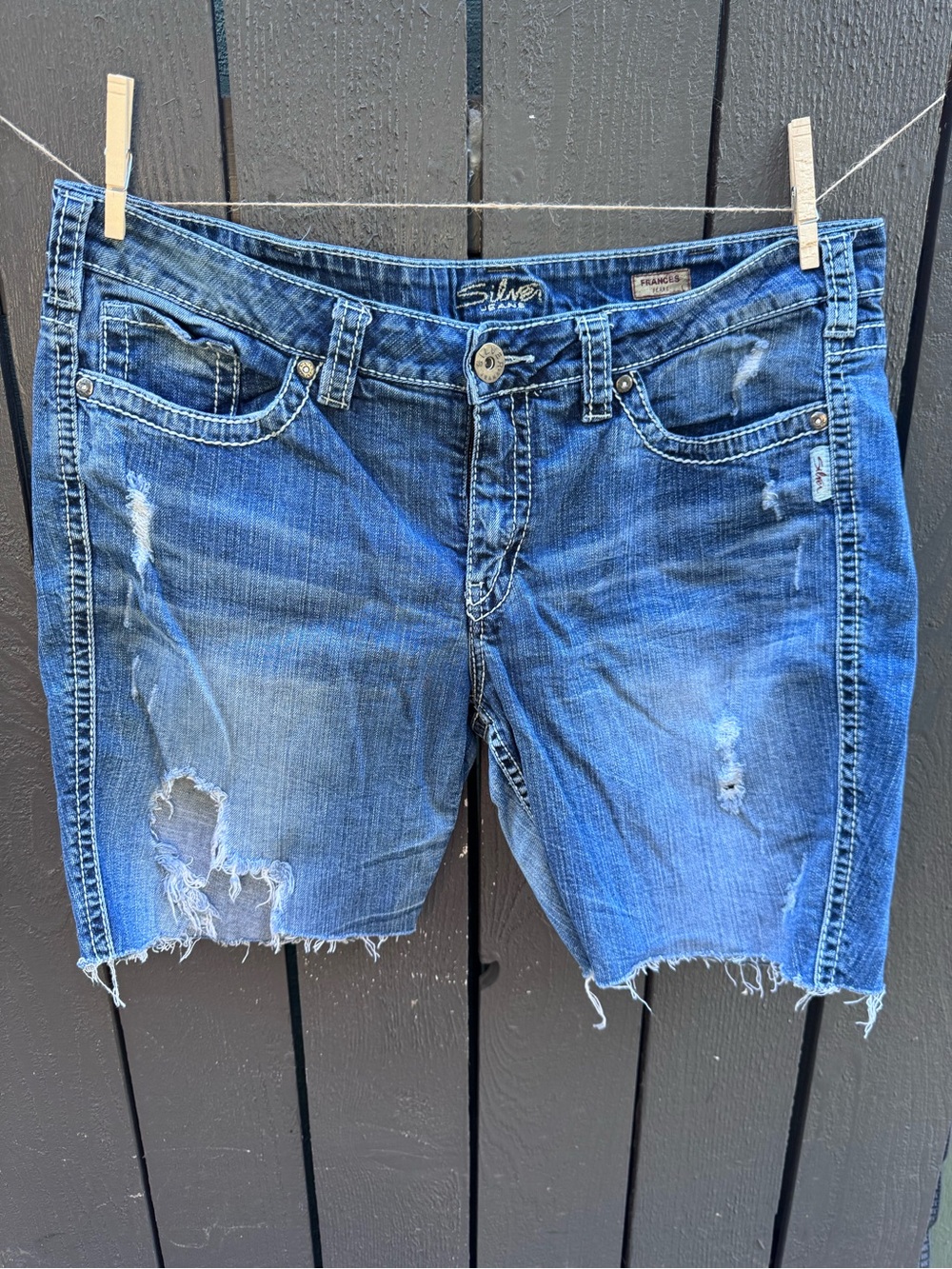 Silver Jeans Blue Distressed Cutoff Denim Shorts, Size 20